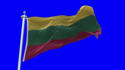 Lithuania Flag Waving in Loopable and Textured green screen background Stock Footage 296876932