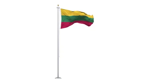 Lithuania flag waving looping with transparent background. Video stock 320340589