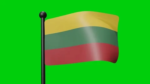Lithuania Flag Waving in Slow Motion on the green background. 3D Render Fla.. Stock Footage 230912204