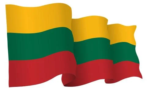 Lithuania Flag Waving Vector Illustration Stock Illustration