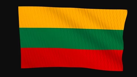 Lithuania flag waving in the wind on a black background Vídeos de archivo 343212629
