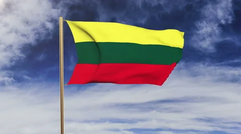 Lithuania flag waving in the wind. Green screen, alpha matte. Loopable animation Vídeos de archivo 48324184