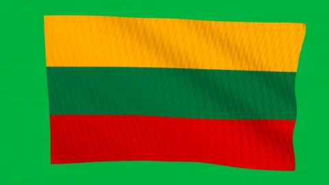 Lithuania flag waving in the wind on a green screen Stock Footage 343132447