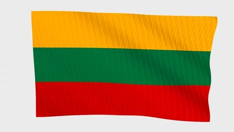 Lithuania flag waving in the wind on a grey background 스톡 동영상 343218452