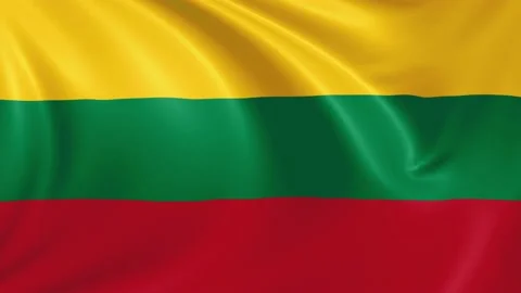 Lithuania flag waving in the wind with high quality texture in 4K Stock Footage 130829796