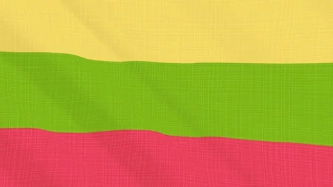 Lithuania flag waving in the wind. Icon in the frame. Animation loop Stock Footage 83802456