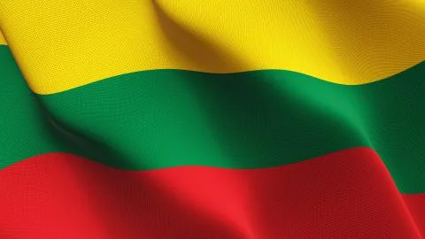 Lithuania flag waving on wind. Stock Illustration