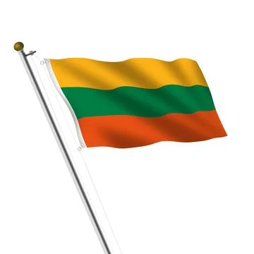 Lithuania flagpole with clipping path Stock Illustration