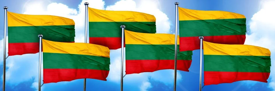 Lithuania flags, 3D rendering, on a cloud background イラスト素材