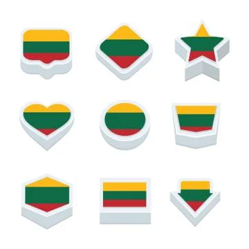 Lithuania flags icons and button set nine styles Stock Illustration