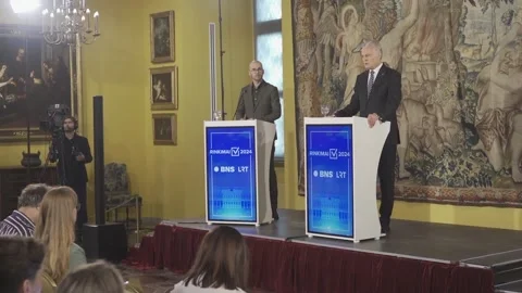 Lithuania: Gitanas Nauseda, a key Western ally, re-elected for a second term... Stock Footage 276616439