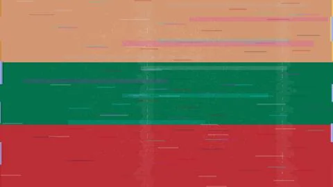 Lithuania Glitch Flag Vector - RGB Split Digital Video Frame Design Stock Illustration