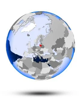 Lithuania on globe Stock Illustration