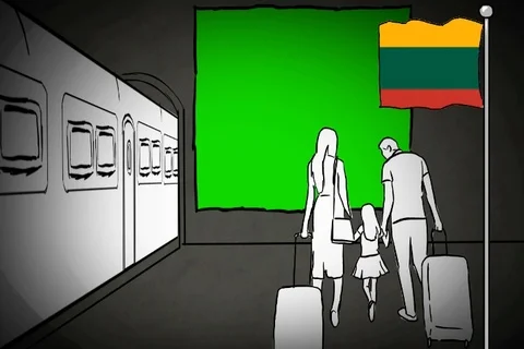 Lithuania - Hand-drawn - train station - Illustration - SD Stock Footage 90626195