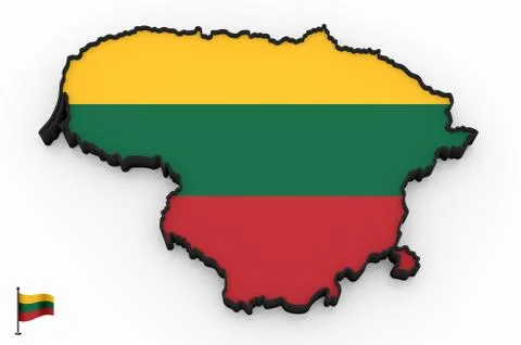 Lithuania high detailed 3D map Stock Illustration