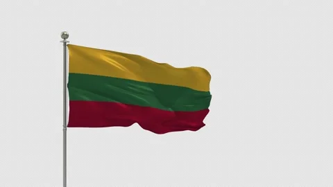 Lithuania Looping Of The Waving Flag Pole With Alpha Stock Footage 162088522