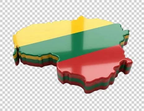 Lithuania map 3d rendering country with national flag isolated on transpare.. Stock Illustration