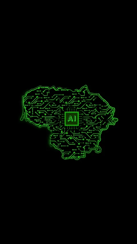 Lithuania Map AI Chipset Technology Opener Stock Footage 337172000
