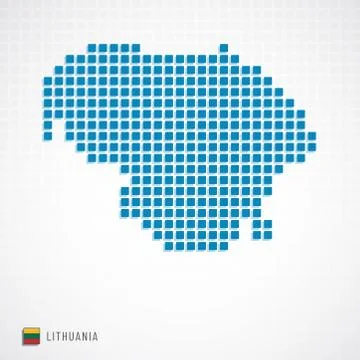 Lithuania map and flag icon Stock Illustration
