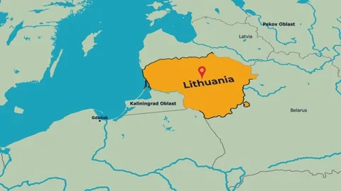 Lithuania Map Animation Locator Zoom 4K Motion Graphic Stock Footage 340183584