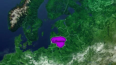 LITHUANIA Map With Borders Stock Footage 318676367