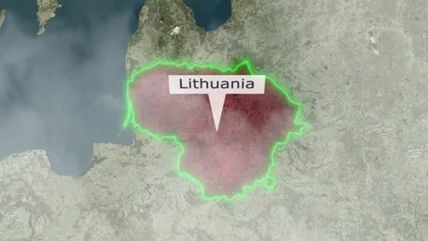 Lithuania Map - Clouds Effect Stock Footage 267219800