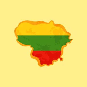 Lithuania - Map colored with Lithuanian flag Stock Illustration