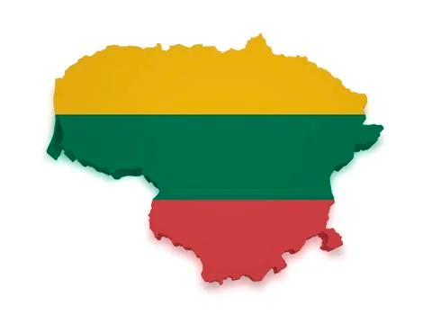 Lithuania map flag 3d shape Stock Illustration