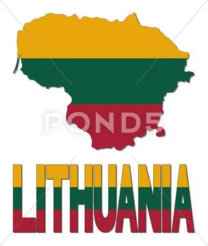 Lithuania map flag and text illustration Stock Illustration