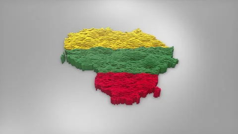 Lithuania Map with Flag Intro Background Stock Footage 315162198