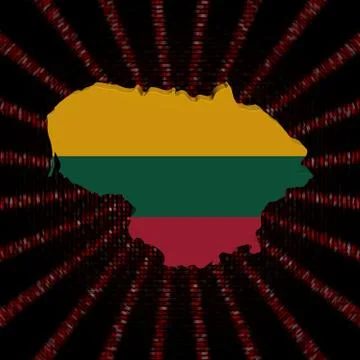 Lithuania map flag on red hex code burst illustration 库存插图