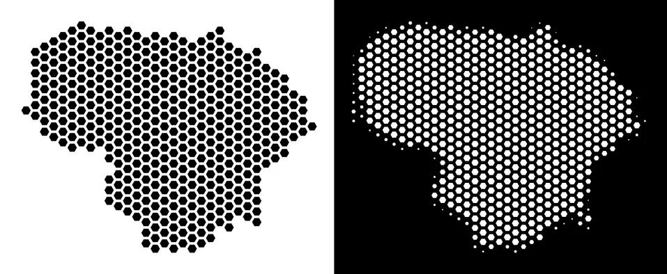 Lithuania Map Hexagon Abstraction 库存插图