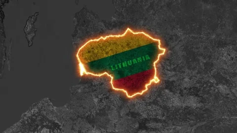 Lithuania Map Highlight with Glowing Orange Border Stock Footage 341560882