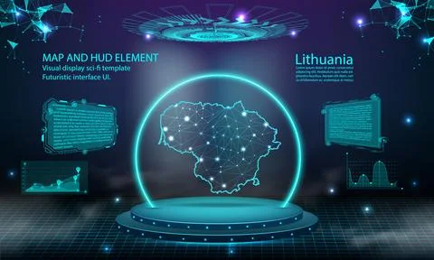 Lithuania map light connecting effect background. abstract digital technolo.. Stock Illustration