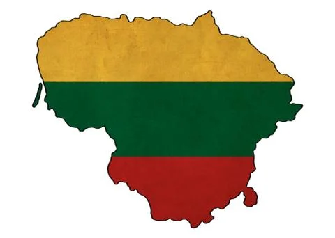 Lithuania map on lithuania flag drawing ,grunge and retro flag series Stock Illustration