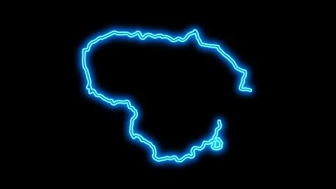 Lithuania Map Outline Neon Lights Stock Footage 332849989