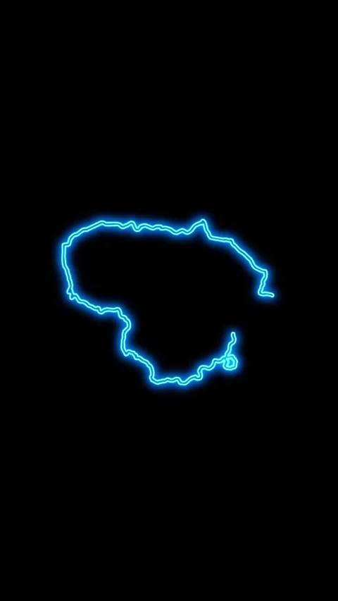 Lithuania Map Outline Neon Lights Video stock 333056737