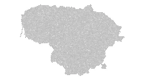 Lithuania map from particles, dots. Digital silhouette. Abstract animation .. Stock Footage 325214517