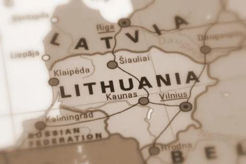 Lithuania on a map Stock Photos
