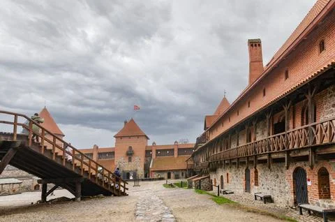 Lithuania medieval castle Trakai in cloudy weather with clouds Stock Photos