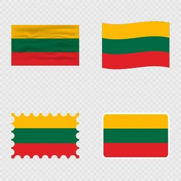 Lithuania national flag in four different styles. Stock Illustration