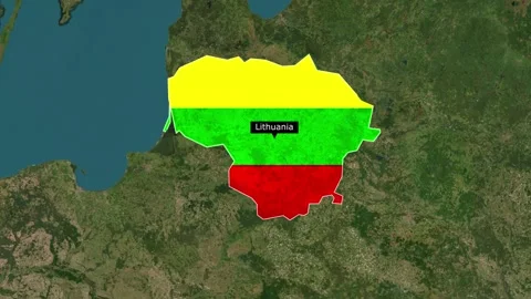 Lithuania new map with flag Stock Footage 294085310