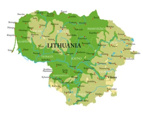 Lithuania physical map Stock Illustration