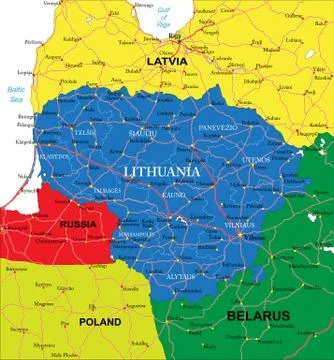 Lithuania political map Stock Illustration