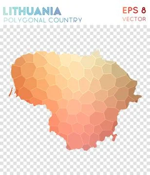 Lithuania polygonal map, mosaic style country. Pretty low poly style, moder.. Stockillustratie