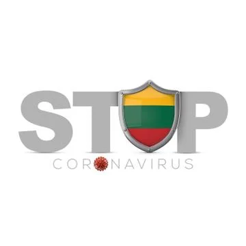 Lithuania protective shield. Stop coronavius concept. 3D Render Stock Illustration