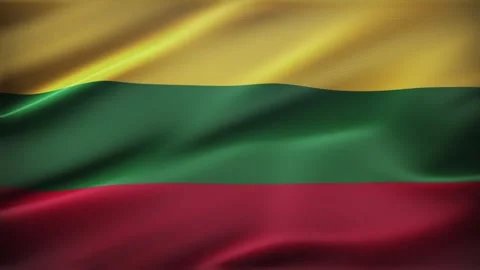 Lithuania Realistic Flag Wave Motion Background Stock Footage 337118036