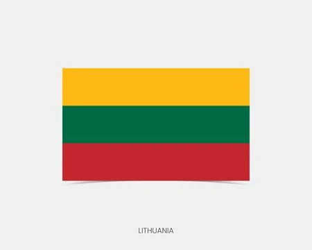 Lithuania Rectangle flag icon with shadow. Illustrazione stock