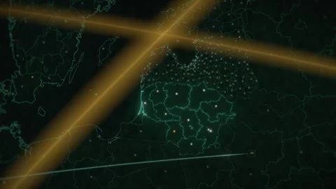 Lithuania satellite view network map country lights seamless loop 動画素材 343380462