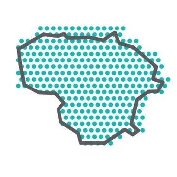Lithuania simple outline map with green halftone dot pattern Illustrazione stock